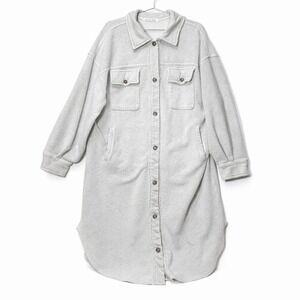 Free People We The Free Ruby L Cream Oversized Jacket Shacket distressed